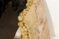  Royal Manufacture of Aubusson French Early 19th Century Silk and Angora Aubusson Tapestry Pillow with Flowers - 3472574