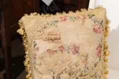  Royal Manufacture of Aubusson French Early 19th Century Silk and Angora Aubusson Tapestry Pillow with Flowers - 3472579