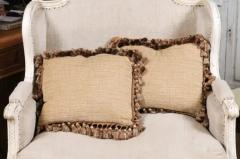  Royal Manufacture of Aubusson Pair of French 19th Century Aubusson Tapestry Pillows with Roses and Tassels - 3485395