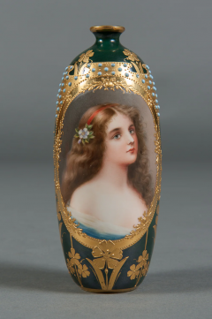  Royal Vienna Porcelain A ROYAL VIENNA STYLE HAND PAINTED JEWELED PORCELAIN VASE - 3567106