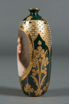  Royal Vienna Porcelain A ROYAL VIENNA STYLE HAND PAINTED JEWELED PORCELAIN VASE - 3567126