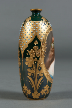  Royal Vienna Porcelain A ROYAL VIENNA STYLE HAND PAINTED JEWELED PORCELAIN VASE - 3567194