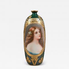  Royal Vienna Porcelain A ROYAL VIENNA STYLE HAND PAINTED JEWELED PORCELAIN VASE - 3570363