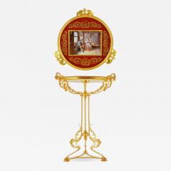  Royal Vienna Porcelain Royal Vienna porcelain and gilt bronze circular side table - 2234498