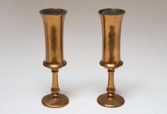  Roycroft Pair of Vintage Arts and Crafts Style Copper Goblets Bud Vases - 4140824