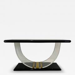  Rudolph Collection American Modern Black Lacquer Lucite Brass Banded Console Rudolph Collection - 4710203