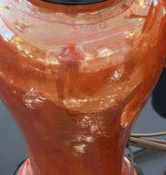 Ruskin Pottery Pair of English Ruskin Pottery Iridescent Orange glazed Vases now as Lamps - 4172897