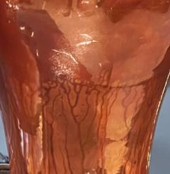  Ruskin Pottery Pair of English Ruskin Pottery Iridescent Orange glazed Vases now as Lamps - 4172899