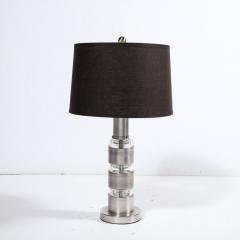  Russell Wright Art Deco Machine Age Table Lamps in Brushed Aluminum Glass by Russell Wright - 2946421