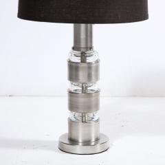  Russell Wright Art Deco Machine Age Table Lamps in Brushed Aluminum Glass by Russell Wright - 2946621