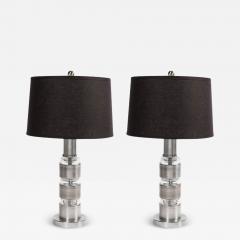  Russell Wright Art Deco Machine Age Table Lamps in Brushed Aluminum Glass by Russell Wright - 2951876