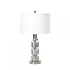  Russell Wright Art Deco Machine Age Table Lamps in Brushed Aluminum Glass by Russell Wright - 3802031