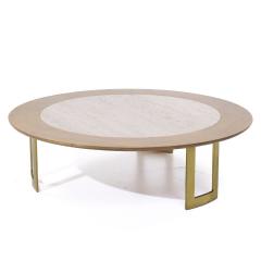  S J Campbell S J Campbell Mid Century Travertine and Brass Coffee Table - 3905732