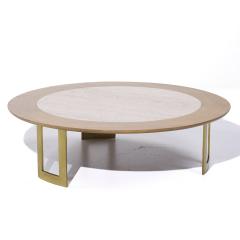  S J Campbell S J Campbell Mid Century Travertine and Brass Coffee Table - 3905734