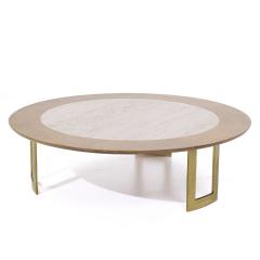  S J Campbell S J Campbell Mid Century Travertine and Brass Coffee Table - 3905735