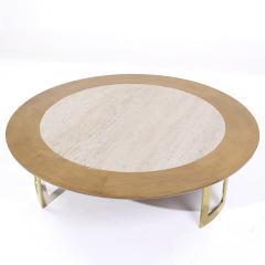  S J Campbell S J Campbell Mid Century Travertine and Brass Coffee Table - 3905736
