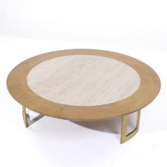  S J Campbell S J Campbell Mid Century Travertine and Brass Coffee Table - 3905737
