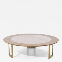  S J Campbell S J Campbell Mid Century Travertine and Brass Coffee Table - 3907727