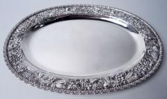  S Kirk Son Inc Antique Kirk Baltimore Repousse Silver Fern Flower Platter Tray - 4542767