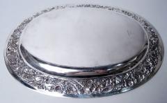  S Kirk Son Inc Antique Kirk Baltimore Repousse Silver Fern Flower Platter Tray - 4542770