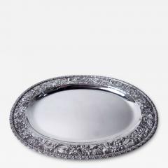  S Kirk Son Inc Antique Kirk Baltimore Repousse Silver Fern Flower Platter Tray - 4546046