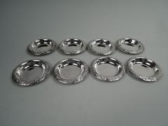  S Kirk Son Inc Set of 8 Kirk Baltimore Repousse Sterling Silver Coaster Dishes - 3762076