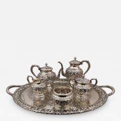  S Kirk Sons S Kirk Son Repousse Sterling Silver 6 Piece Tea Coffee Set with Tray - 3241420