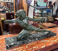  S Melanie French Art Deco Diana the Huntress Bronze by S Melanie 1930s - 3827580