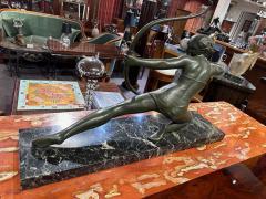  S Melanie French Art Deco Diana the Huntress Bronze by S Melanie 1930s - 3827680