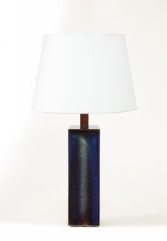  S holm Stent j Soholm ceramics Danish Soholm Blue Lamp with Custom Shade c 1960 - 3344774
