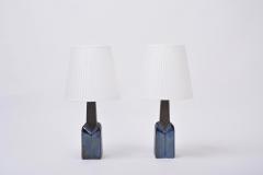  S holm Stent j Soholm ceramics Pair of Blue Mid Century Modern Stoneware Lamps by Einar Johansen for Soholm - 2037534