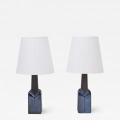  S holm Stent j Soholm ceramics Pair of Blue Mid Century Modern Stoneware Lamps by Einar Johansen for Soholm - 2038156