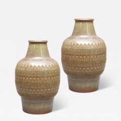  S holm Stent j Soholm ceramics Pair of Exuberantly Ornamented Vases by Gerd Hjort Petersen for S holm - 3552672