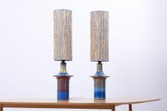  S holm Stent j Soholm ceramics Pair of Large Blue Ceramic Table Lamps by Soholm Denmark 1960s - 1386377
