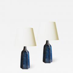  S holm Stent j Soholm ceramics Pair of Mod Lamps with Blue Luster Glaze by Soholm - 1678816