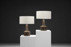  S holm Stent j Soholm ceramics Pair of Model 1208 3 Ceramic Table Lamps by S holm Denmark 1960s - 4691825