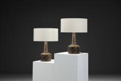  S holm Stent j Soholm ceramics Pair of Model 1208 3 Ceramic Table Lamps by S holm Denmark 1960s - 4691827