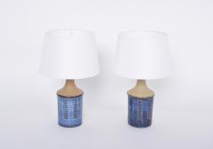  S holm Stent j Soholm ceramics Pair of Smalll Blue Mid Century Modern Table Lamps by Maria Philippi for Soholm - 3153492