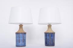  S holm Stent j Soholm ceramics Pair of Smalll Blue Mid Century Modern Table Lamps by Maria Philippi for Soholm - 3153494