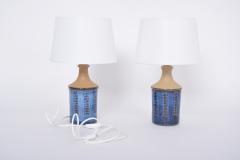  S holm Stent j Soholm ceramics Pair of Smalll Blue Mid Century Modern Table Lamps by Maria Philippi for Soholm - 3153496