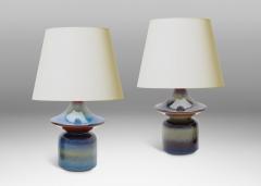  S holm Stent j Soholm ceramics Pair of Table Lamps in Blue Luster Glazing by S holm Stent j - 3665514