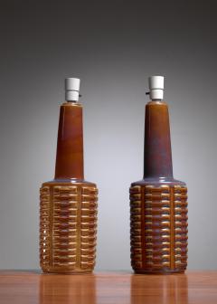  S holm Stent j Soholm ceramics Pair of brown ceramic table lamps by Soholm Denmark 1960s - 793183