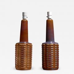  S holm Stent j Soholm ceramics Pair of brown ceramic table lamps by Soholm Denmark 1960s - 794962