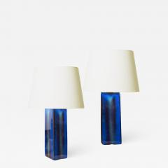  S holm Stent j Soholm ceramics Pair of table lamps in deep blue by S holm Stentoj - 1449420