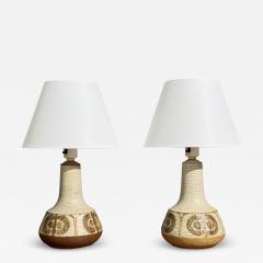  S holm Stent j Soholm ceramics Svend Aage Jensen Table Lamps Beige Stoneware Denmark 1960s - 4469213