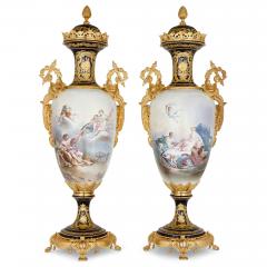  S vres Porcelain Manufactory A pair of large ormolu mounted S vres style porcelain vases - 2825257