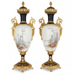  S vres Porcelain Manufactory A pair of large ormolu mounted S vres style porcelain vases - 2825258