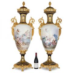  S vres Porcelain Manufactory A pair of large ormolu mounted S vres style porcelain vases - 2825272