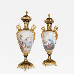  S vres Porcelain Manufactory A pair of large ormolu mounted S vres style porcelain vases - 2828514