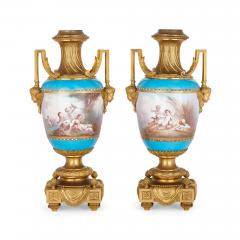  S vres Porcelain Manufactory Ormolu and S vres style porcelain three piece garniture suite - 2898249